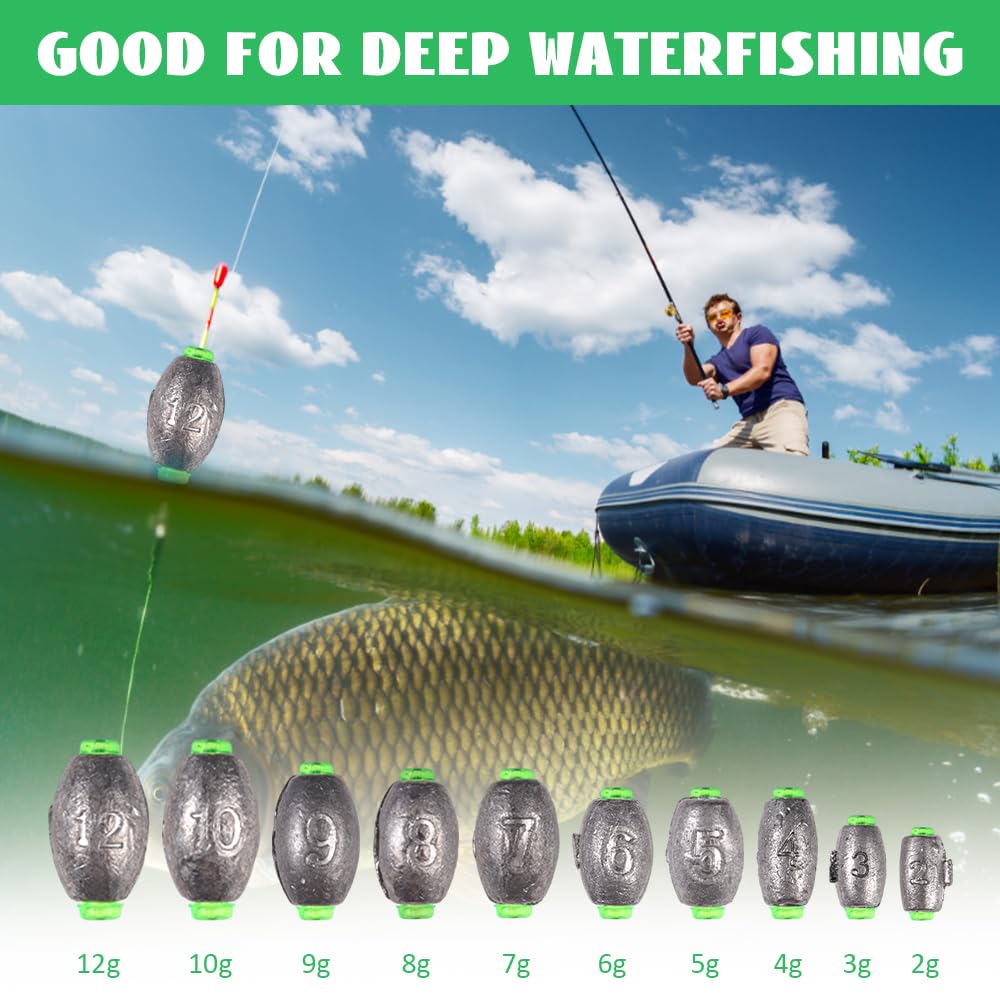 Plomos de Pesca Desmontables Ovalados 50 Unidades Plomo Inoxidable 2-12g