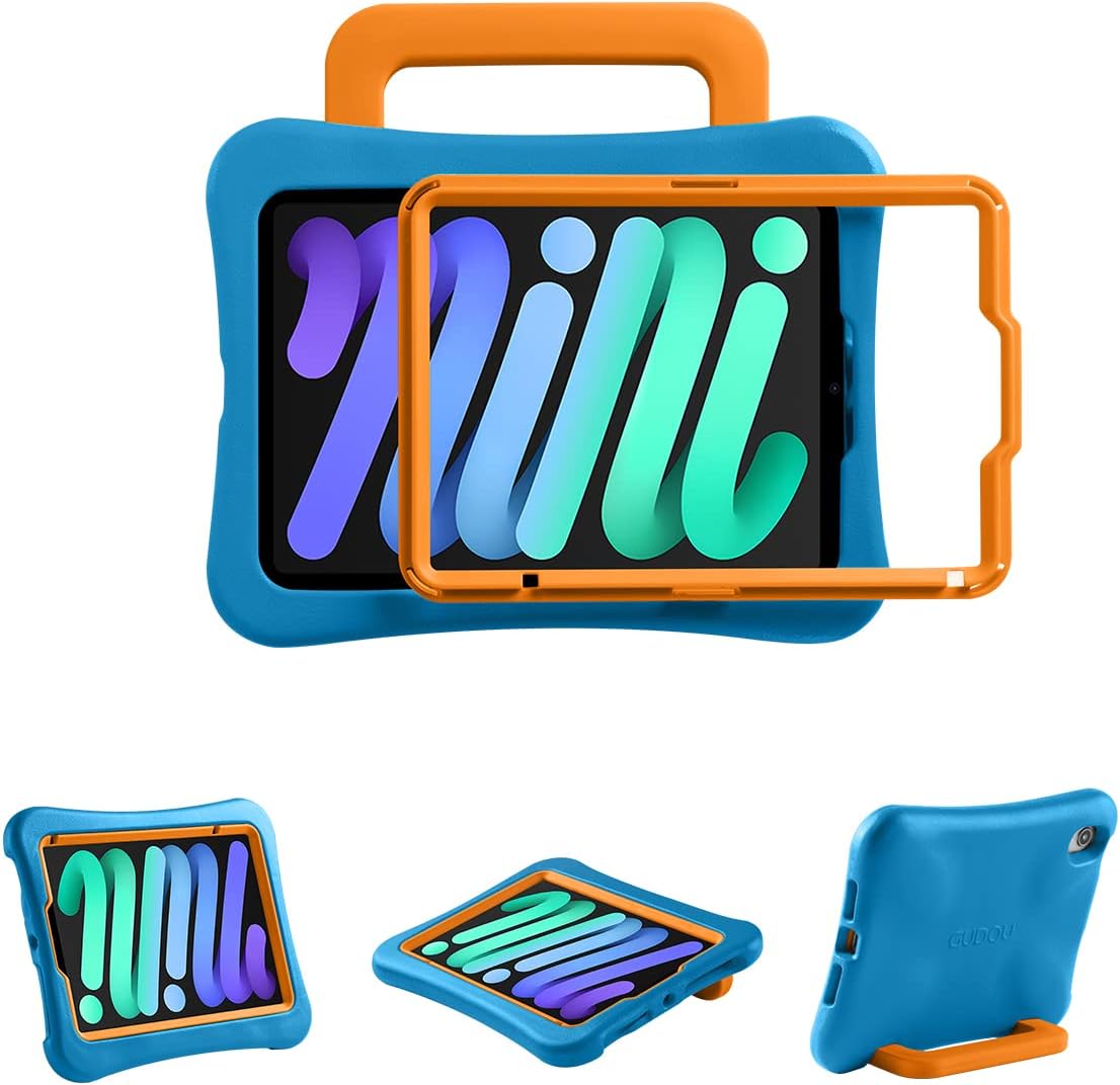 Kids Case for iPad mini 7 (A17 Pro) 2024 /iPad Mini6 2021, Light Weight Heavy Duty/Shockproof/Drop Proof with Handle/Kickstand, Child Friendly Cover for iPad mini 7th/6th Gen 8.3inch (Blue)