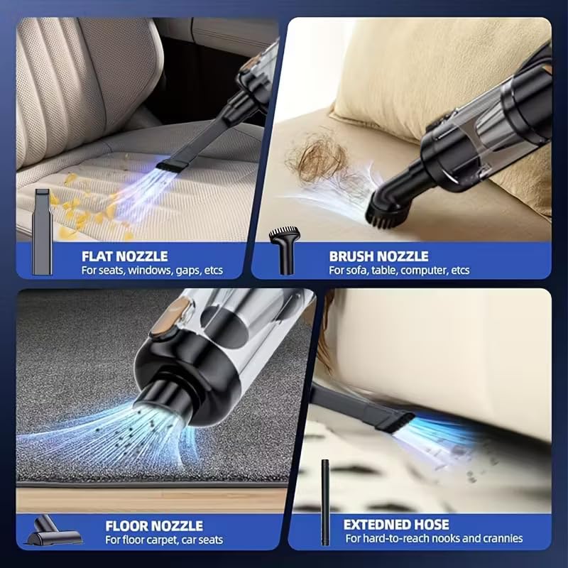Image of Auto Hub 3-in-1 Cordless Car Vacuum Cleaner | 18000Pa Suction | 100W Brushless Motor |6000mAh Battery | Blower, Vacuum and Inflate | Washable HEPA Filter | Car, Home and Office Use