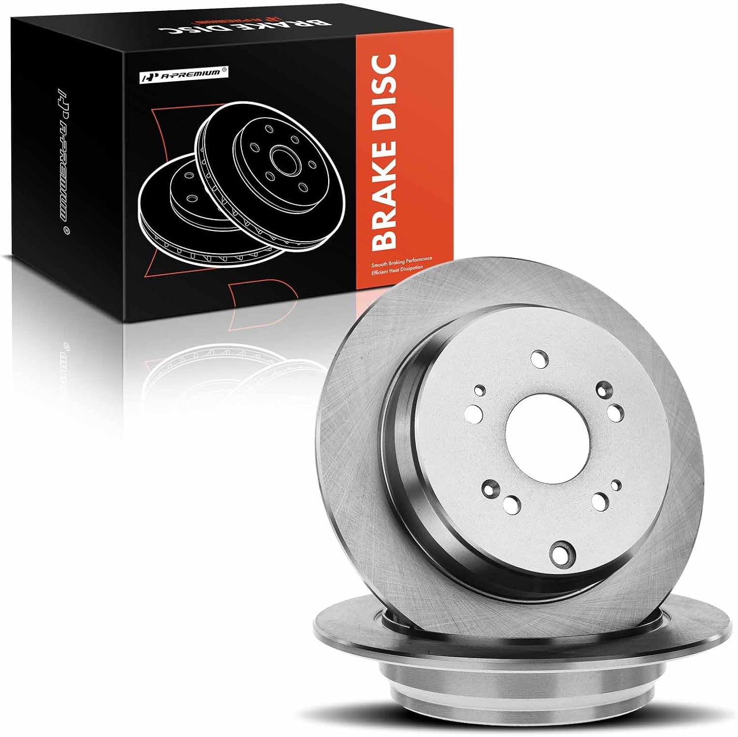 A-Premium 11.99 inch (304.5mm) Rear Solid Disc Brake Rotors Compatible with Select Honda and Acura Models - CR-V 2005-2016, RDX 2007-2018, 2-PC Set
