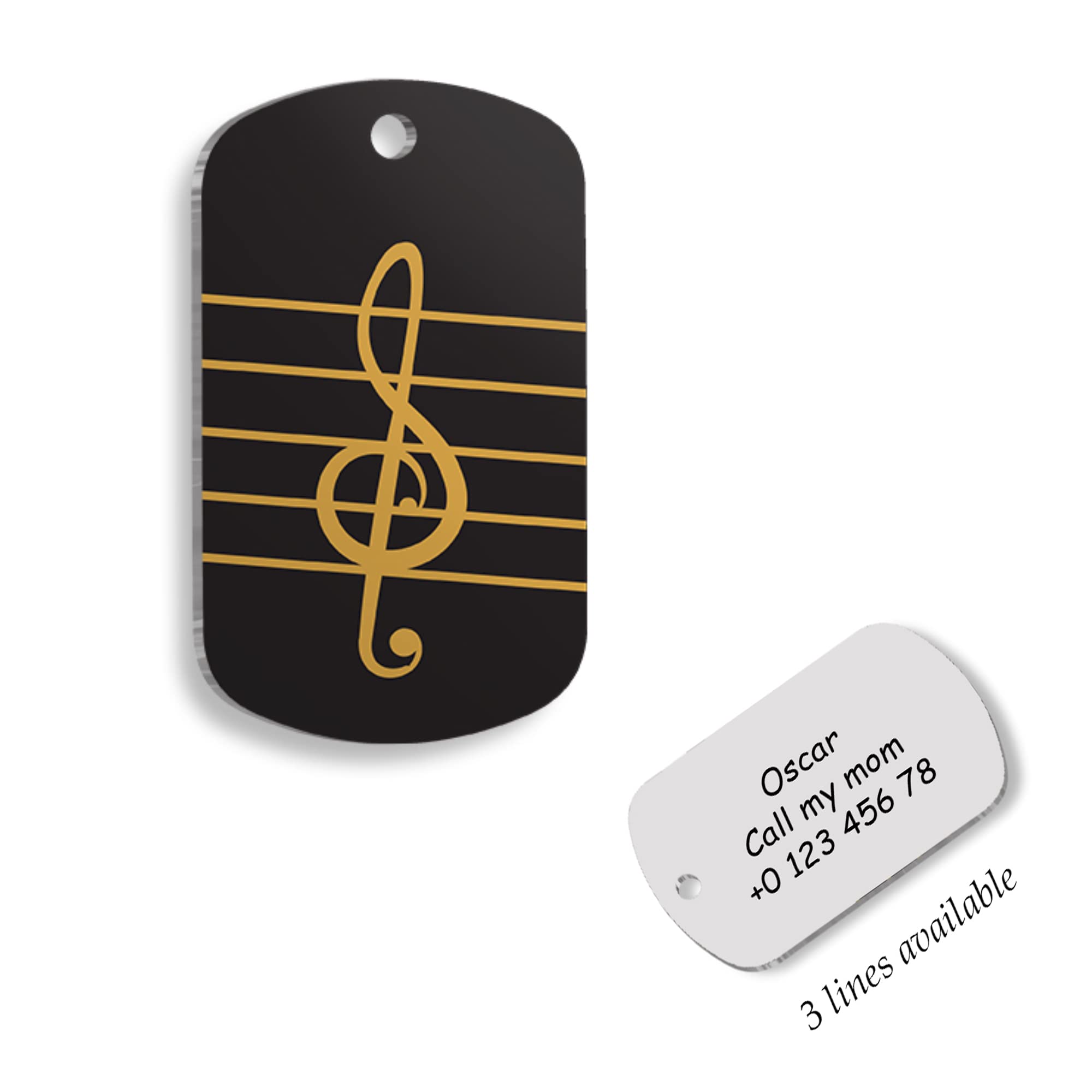Treble Clef Music Personalized Dog Tag - Custom Name Tag - ID Tag for Dog & Cat - Customized Pet Tags - Dog & Cat Name id Tag - Dog Name Tag - Engraved Dog Tag