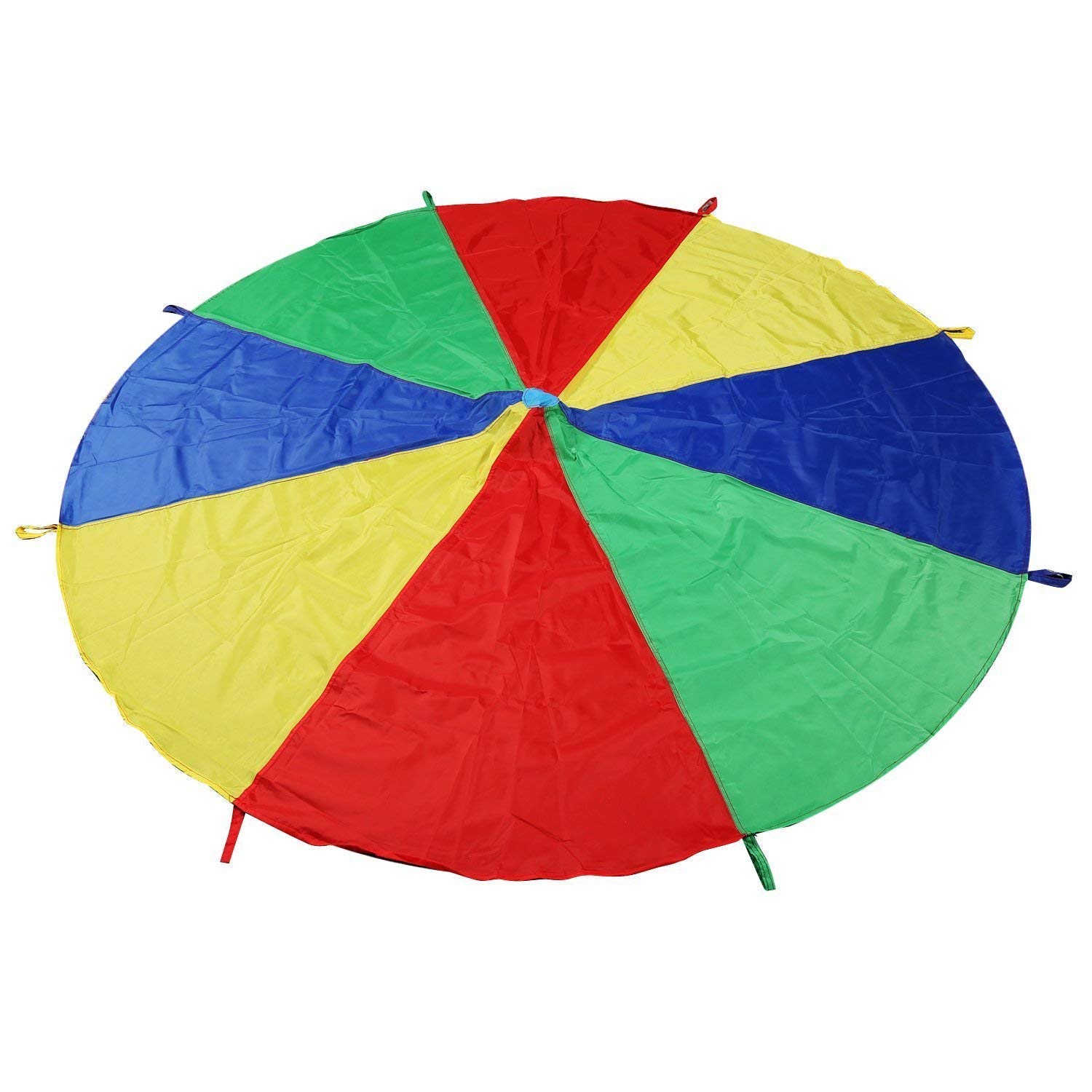 Paracaídas de Juego Infantil Multicolor con 8 Asas, Juguete Arcoíris para Niños, Manta de Juego para Interior y Exterior, Juegos de Jardín, Picnic, Guardería y Actividades en Grupo(2m)