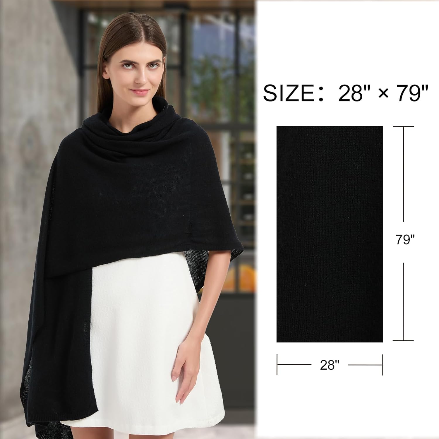 Luxury Cashmere Wool Blend Wrap for Women, All-Season Travel Wrap Shawl, Extra Large Blanket Shawl Scarf Pashmina - Image 3