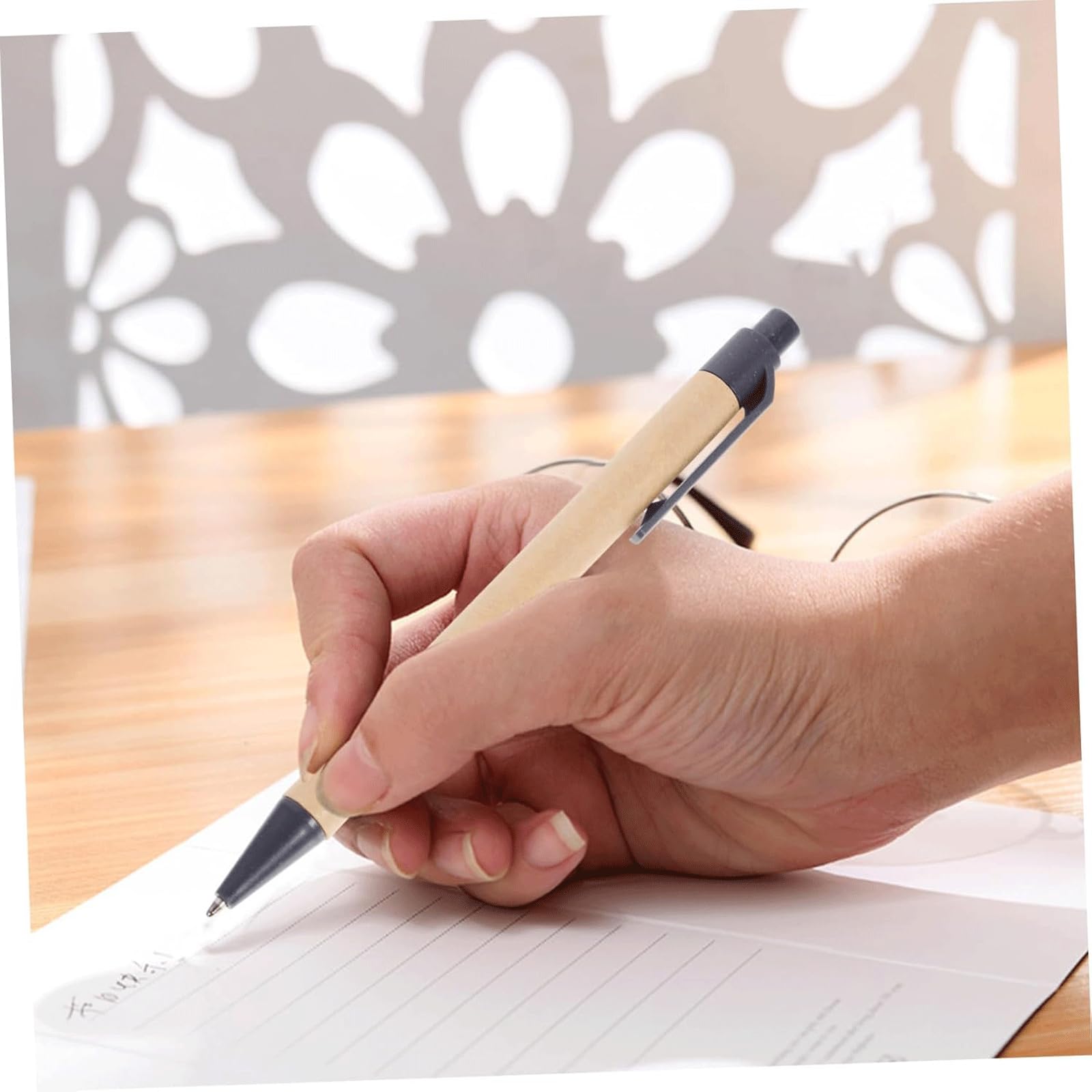 Penna gel con inchiostro gel, 10 pezzi, penna a sfera in plastica, ecologica, penna a sfera in carta kraft, per casa, ufficio, classe, scrittura