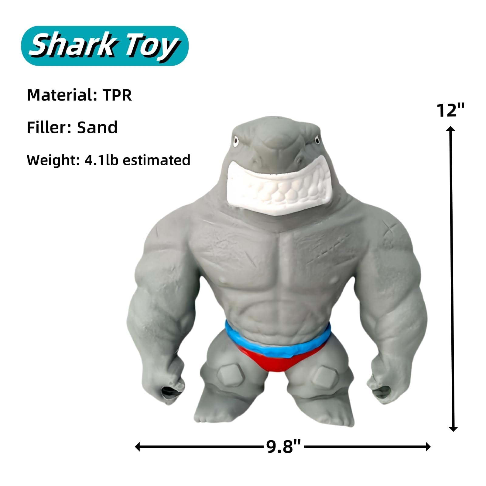Giant Squishy Shark Stretchy Toys, Squishy Toys for Kids, Fun Splat Shark Figures, Squeeze Shark Toy, Stretchy and Squishy Shark Toy, Animal Figure Toys for Kids and Adults (Big Shark)