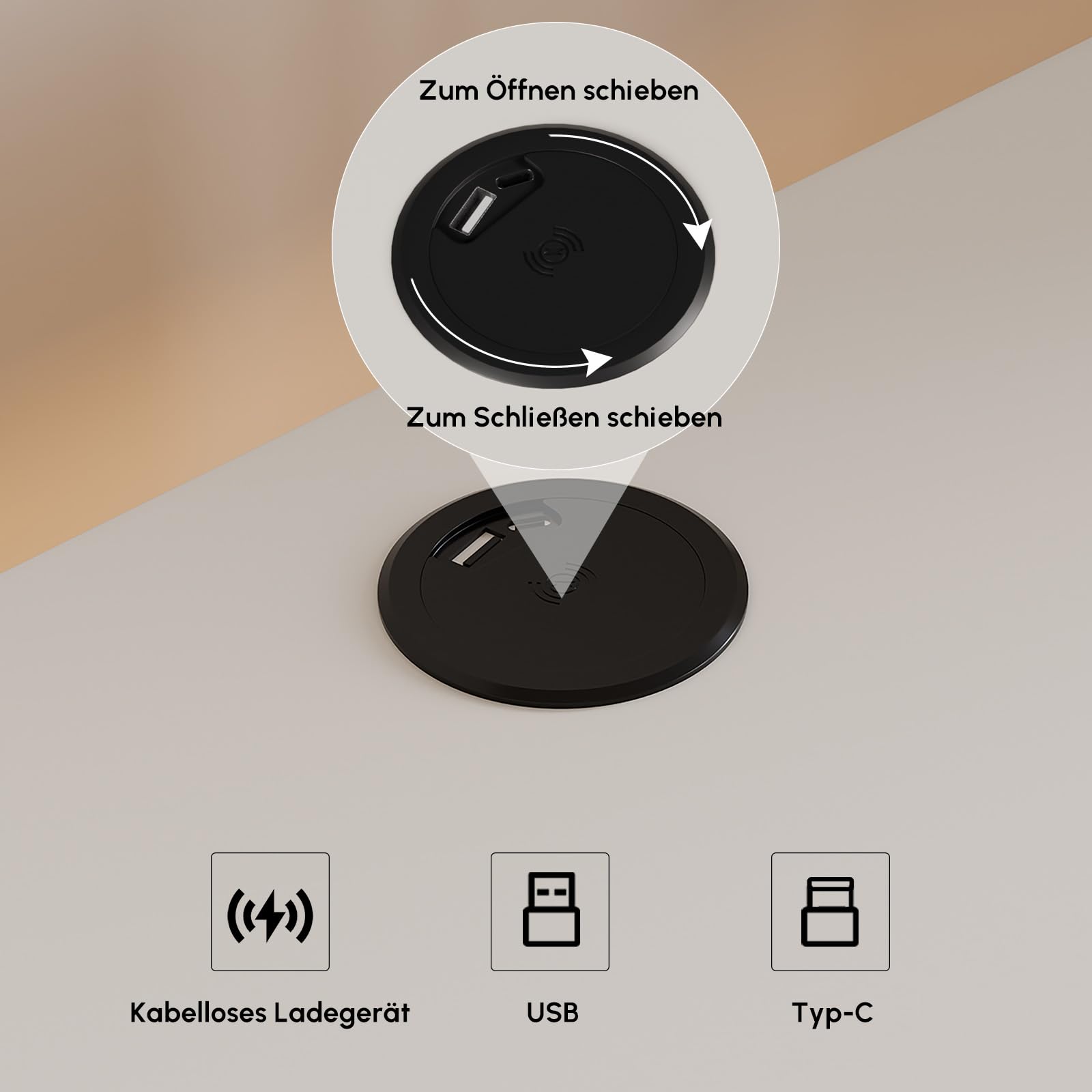 Homary Schwebender Nachttisch mit LED & Ladefunktion – Moderner Nachtschrank mit 3 Schubladen, USB, Typ-C und Steckdosen für Schlafzimmer, Weiß