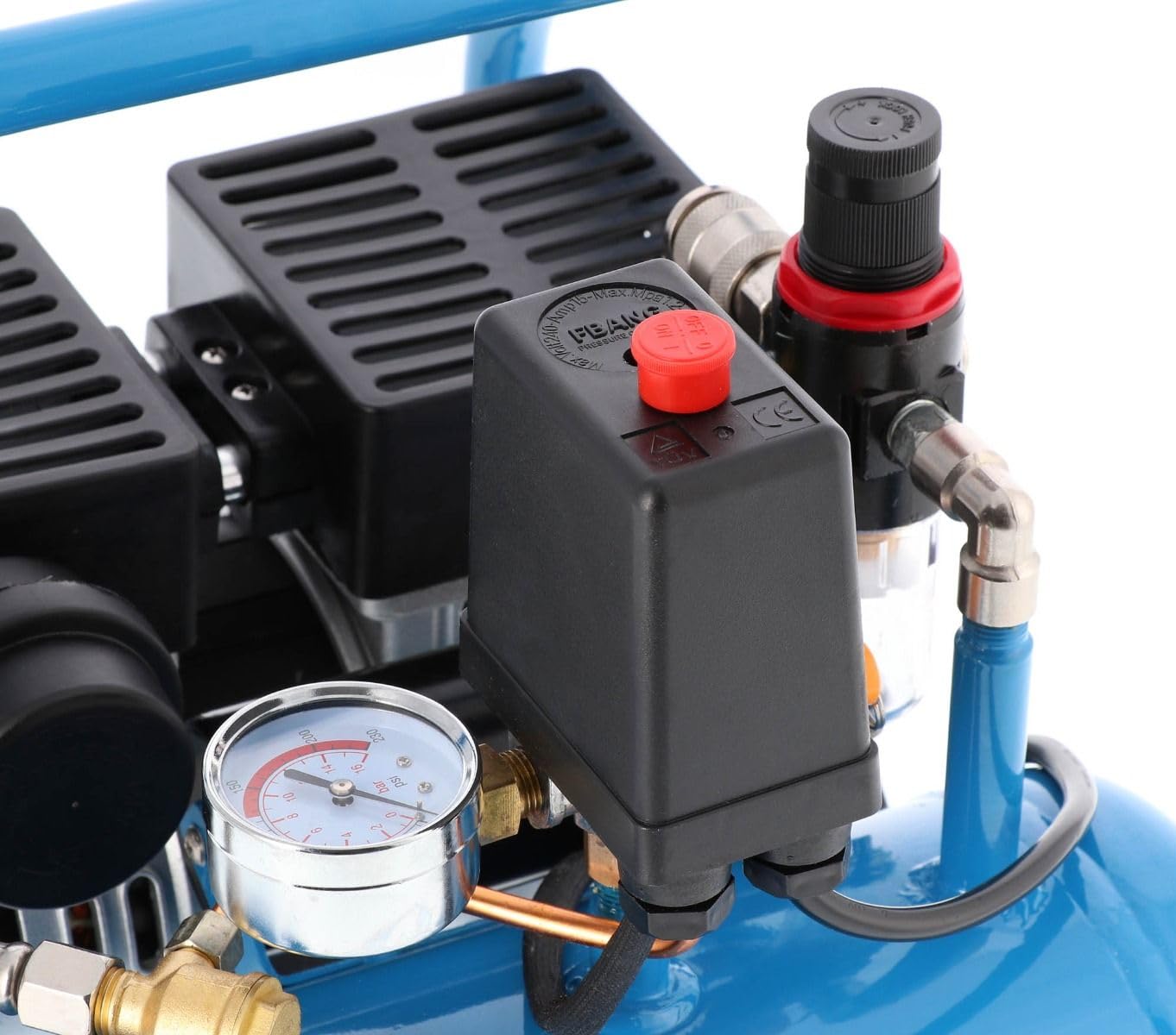 Airpress - Compresor de aire silencioso sin aceite L 6-95 8 bar 0.6 CV / 0.45 kW 48 litros/minutos 5 litros
