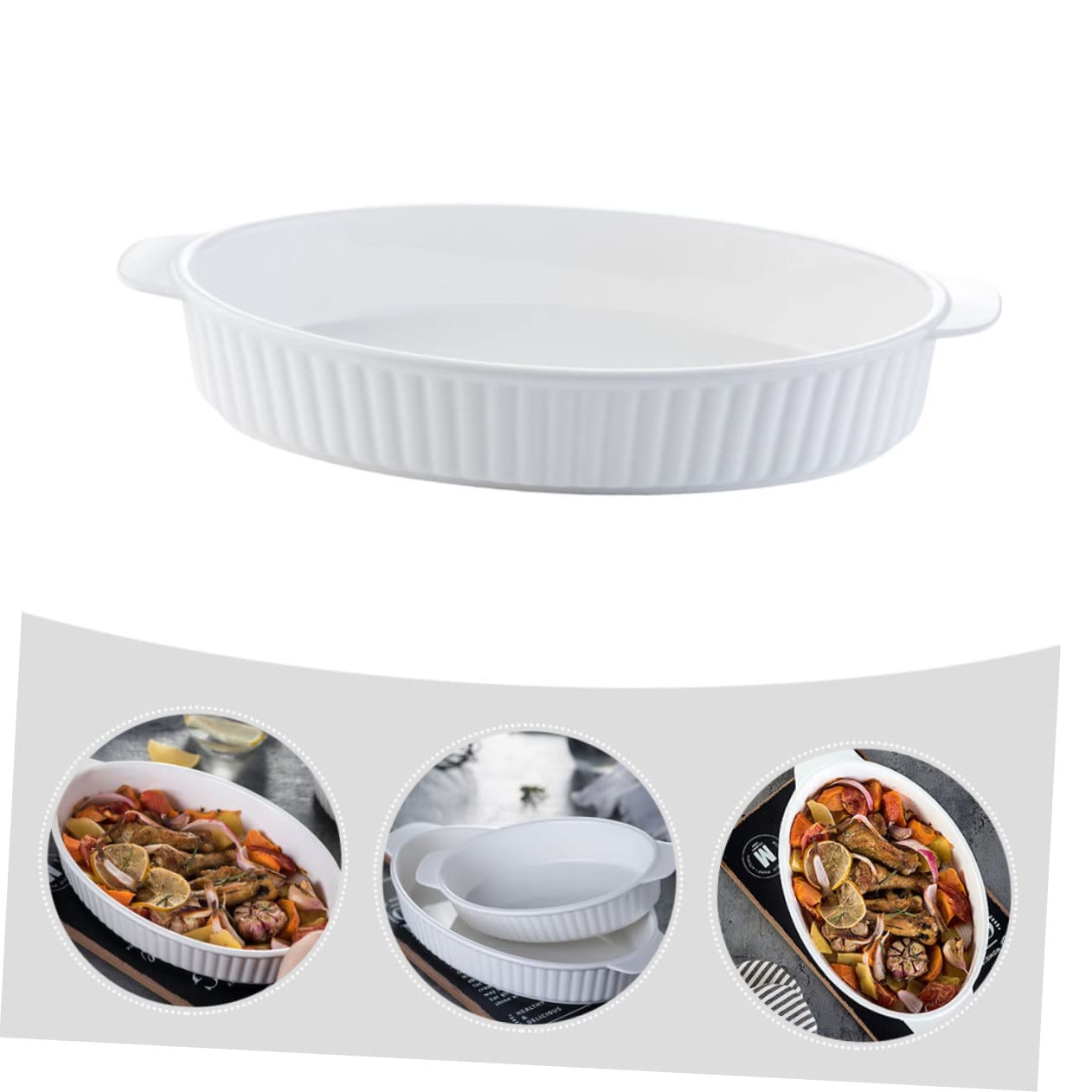 Amphora-backschale Backen Ovale Auflaufform Lasagnepfanne Auflaufformen Backformen Blech Laib Brot Pfanne Küchenwaren Brotbackform Ovale Speiseteller Käse Weiß Keramik Ofen Würze