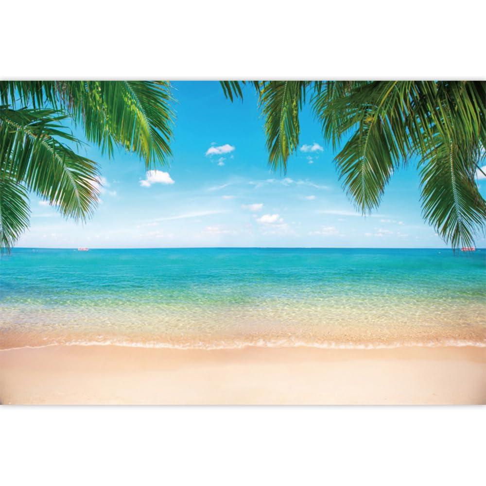 Pnylzzyxh Summer Beach Backdrop Hawaii Ocean Tropical Palm Decorations Background Blue Sea Sky Island Luau Party Backdrop Birthday Baby Shower Wedding