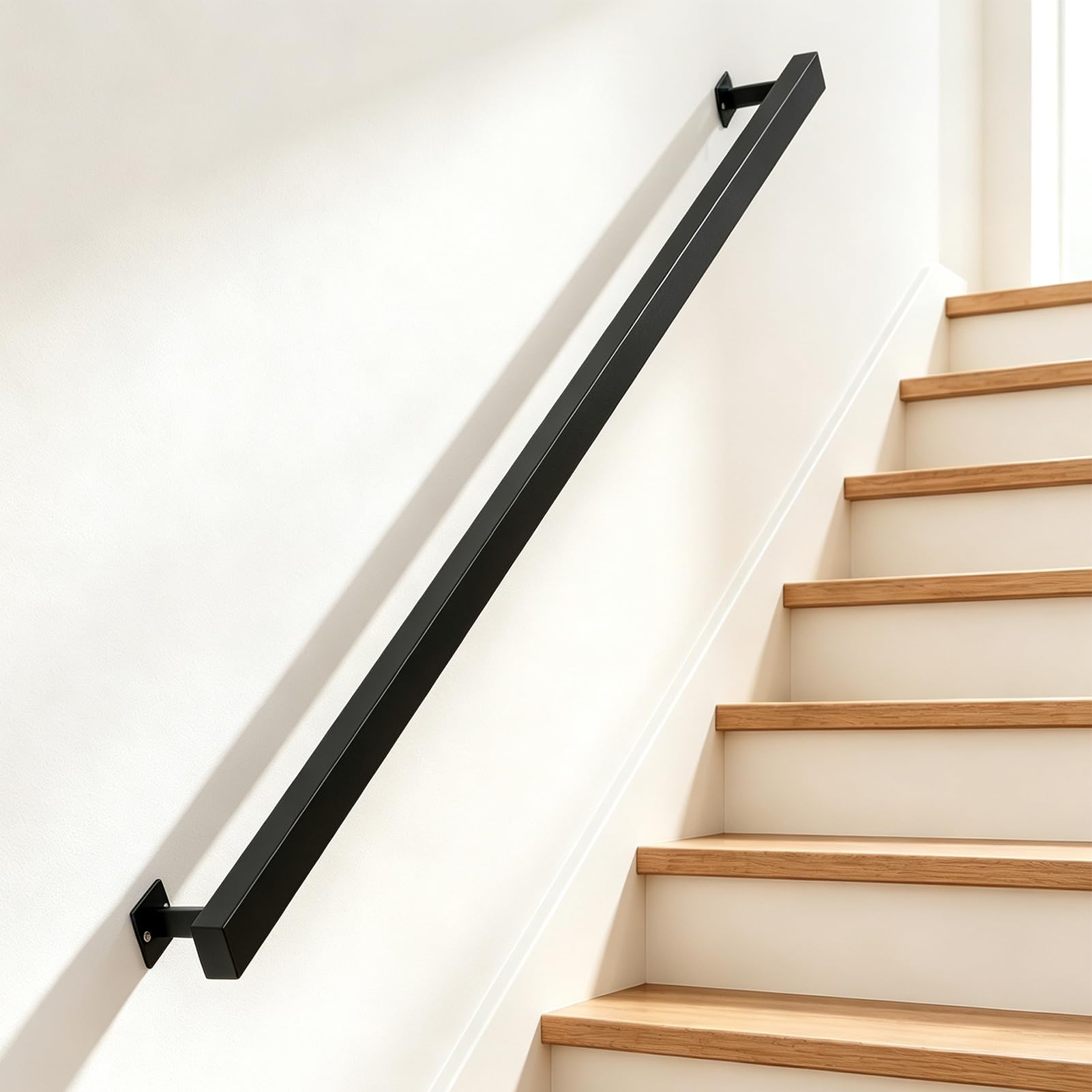 Pasamanos para Escalera, Barandilla para Escalera Exterior Interior, Pasamanos Negra de pared Metal Antideslizante, Barandillas de Galvanizada pared Escaleras, jóvenes/Mayores 160cm