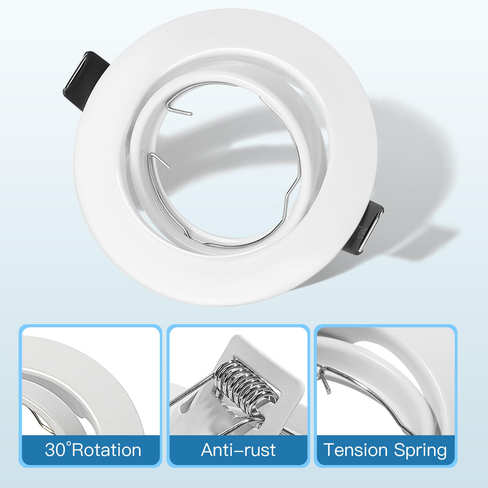 Set 6 Faretti LED Da Incasso Per Soffitto - Orientabili 30°, GU10, Bianco, Per Cartongesso