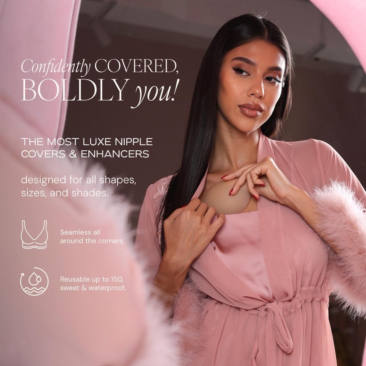 Premium Nipple Covers 100x Use - Adhesive Silicone Nipple Pasties with Travel Box - Soft Matte Reusable Pasties - Image 2