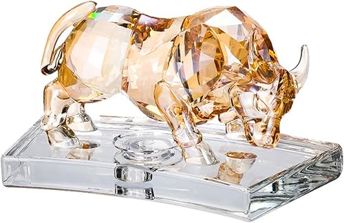 DUKUL Lucky Crystal Bull FengShui - Figura de buey del zodiaco de FengShui adorno de manualidades centro de mesa de oficina coleccionable
