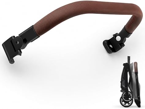 Folding Bumper Bar Fits AER& Dot Strollers - One Hand Open Armrest- Easy Installation - Textured Leather Finish Mocha Brown