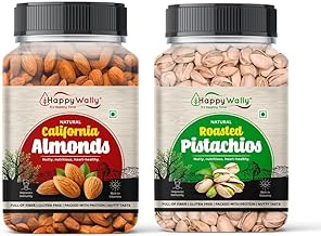 HappyWally Premium Dry Fruits & Nuts Combo Of Healthy Fresh Raw Pistachios Real Almond Kernal (200GmX2) 400 Gram | Natural Pista Badam Giri | High in Fiber Real Nuts