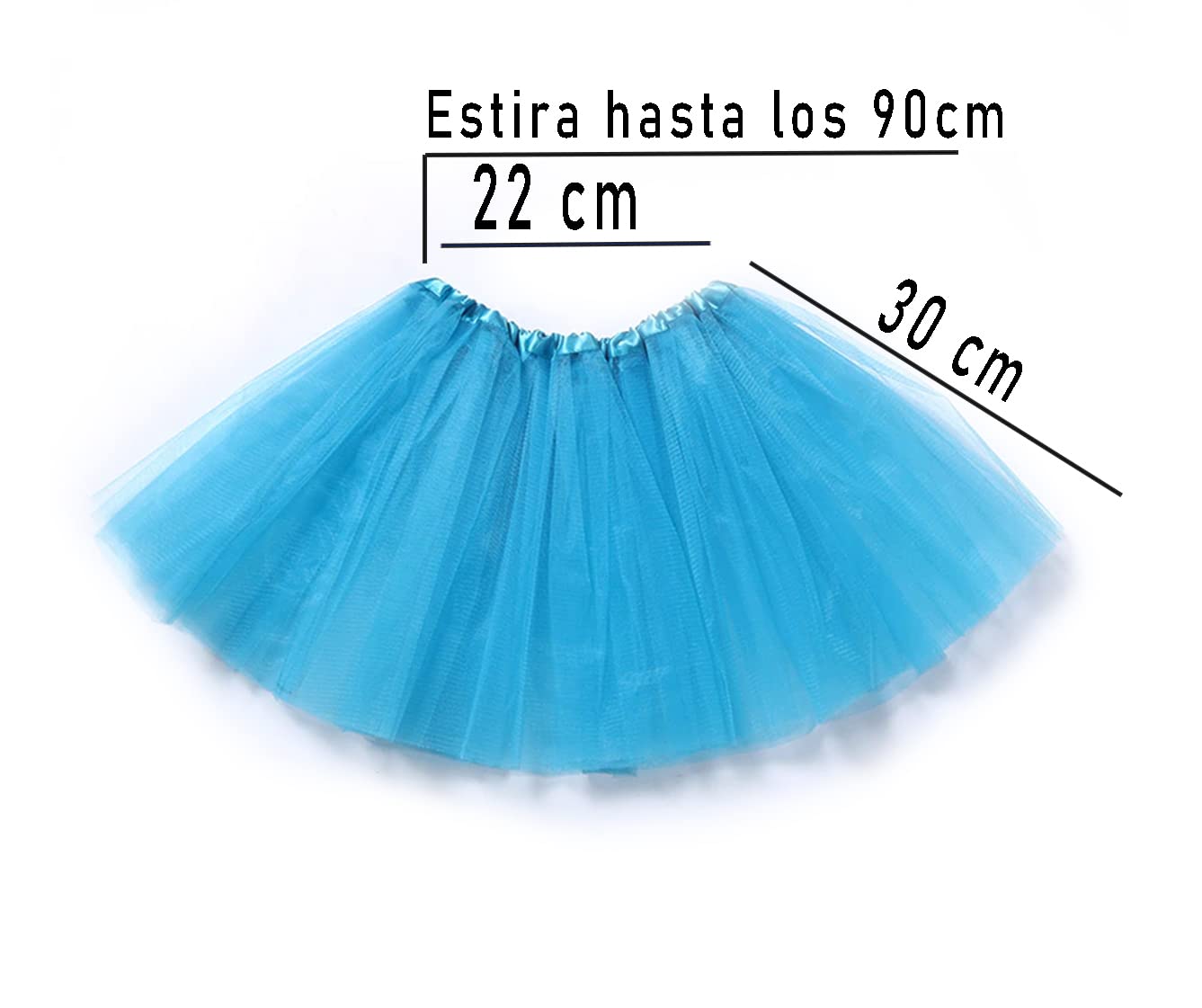 Falda de Tutú para Niñas Tul Ballet 3 Capas Elástica Disfraz Princesa 30cm