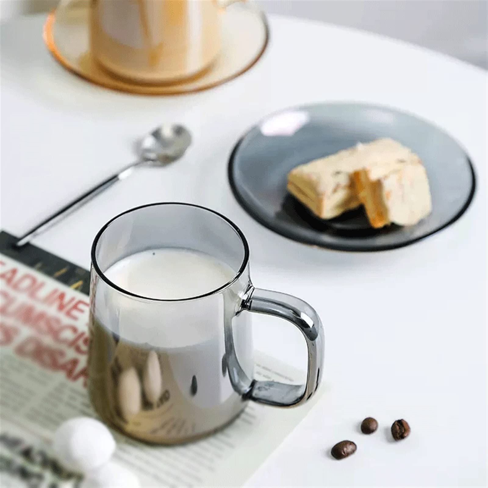 Teetasse 260 ml einfaches Kaffeetassen- und Untertassen-Set, einfarbig, transparentes Glas, Zuhause, Kaffeetasse, Büro, hohe Schönheit, Wassertasse, Tasse und Untertasse Espressotassen(Yellow)