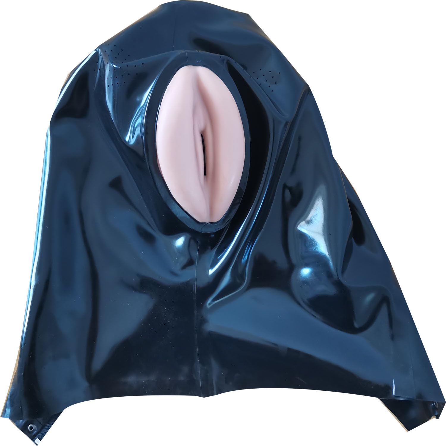 MFMYEE Masque en latex bondage, coiffe avec bâillon en silicone, costume BDSM en latex, accessoire sexuel pour jeux de rôle d'Halloween，noir：S