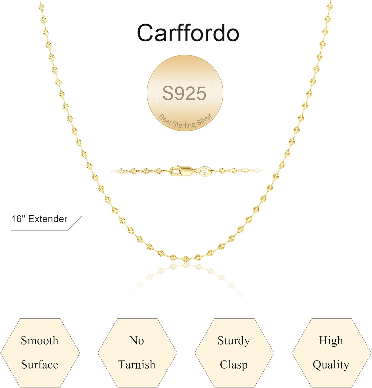 925 Sterling Silver Chain Necklace Link Chain Necklace for Women Simple Dainty 16K Gold Plated Necklace for Women Minimalist Waterproof Silver Necklace Trendy Jewelry Gifts - Image 6