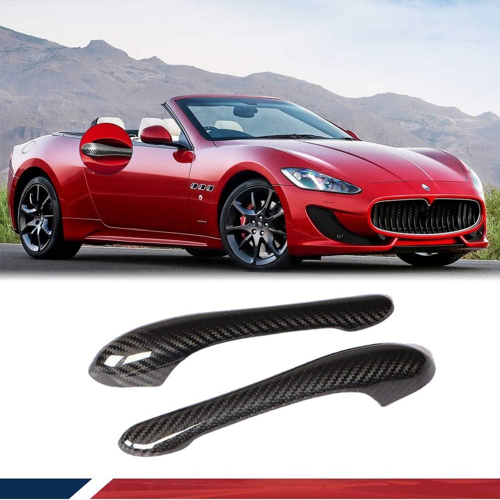 JC SPORTLINE Dry Carbon Fiber Door Handle Overlay Fits for Maserati GranTurismo MC GT GTS 2008-2018 2Door Handle Cover Trim Door Handle Wrap Side Door Handle Covers Trims