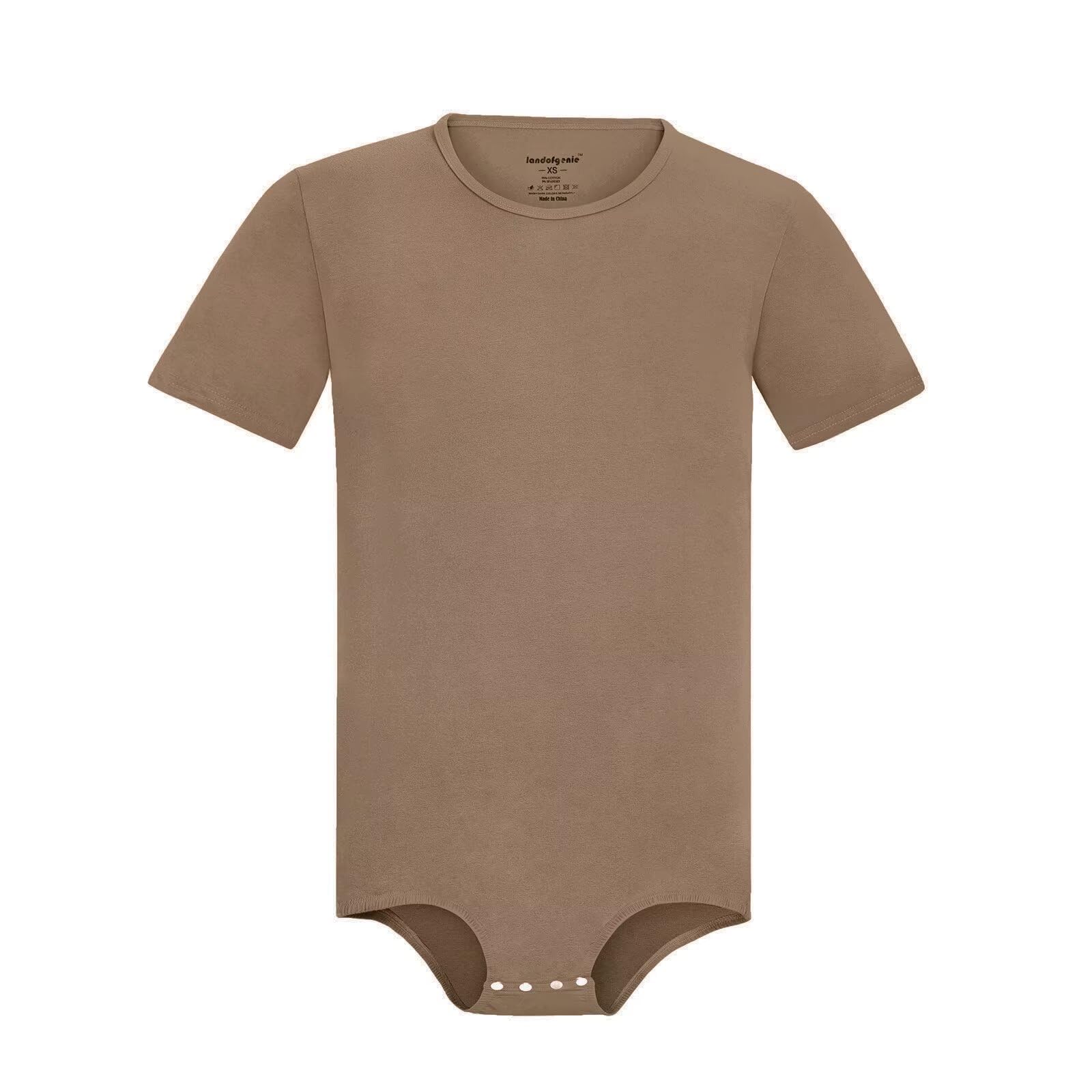 Landofgenie Mens Short Sleeve Onesie Solid Basic Bodysuit Pajama