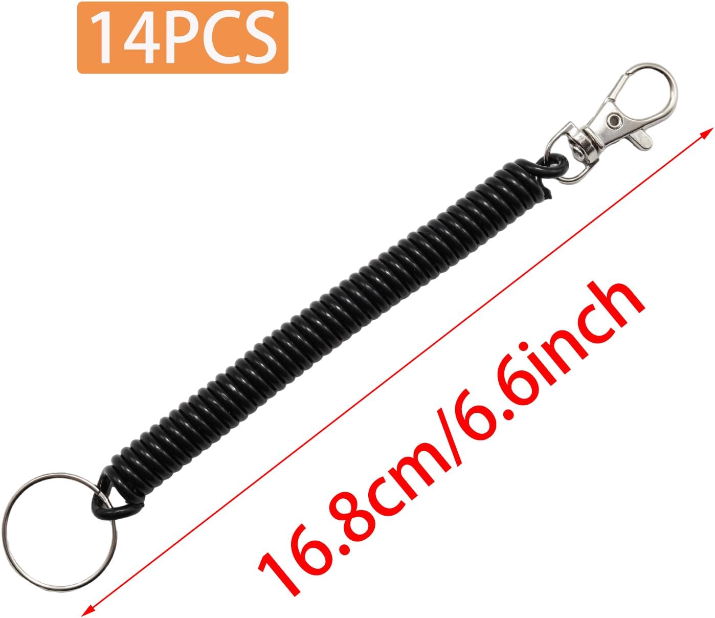 PINE & LINEN 14PCS Spiral Keychain, Anti-lost Safety Key Rings Stretchy Keychain, Retractable Spring Coil for Keys Wallet image 2