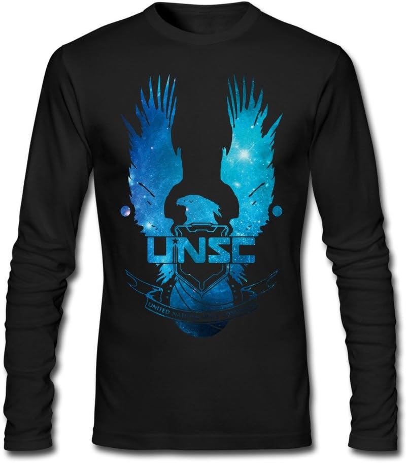 Video Game Halo 5 Guardians UNSC Eagle Logo T-shirts Long Sleeve For Men Black