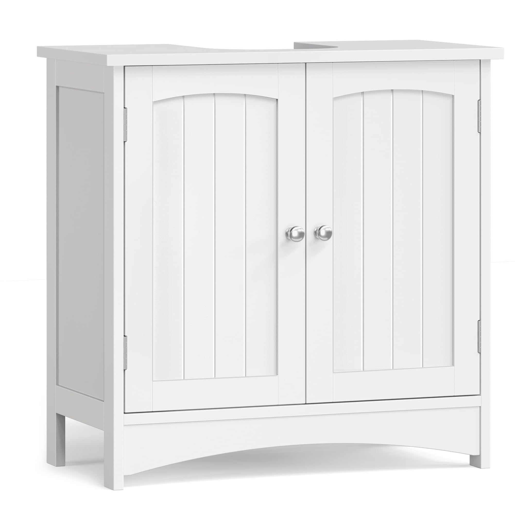 VASAGLE Meuble sous Lavabo, avec 2 Portes, Meuble sous Vasque, Étagère Réglable, Beaucoup d’Espace de Rangement, Style Campagne, 30 x 60 x 60 cm, Blanc Nuage BBC100WH01