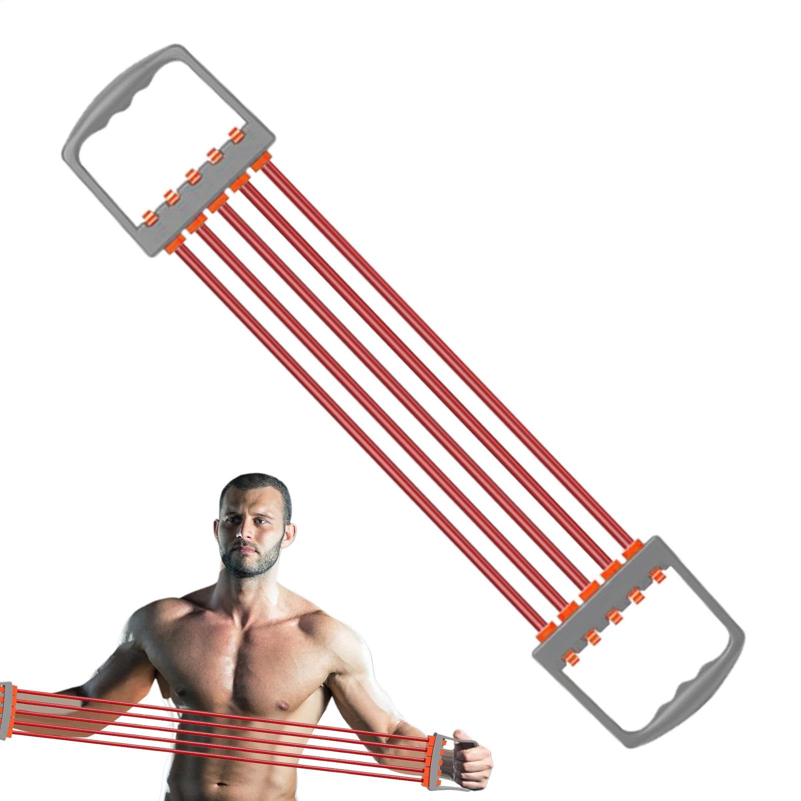 Fasce di resistenza per fitness, fasce elastiche per esercizi di braccia, 5 molle, regolabili, espansore toracico | Corde elastiche, dispositivo di allenamento per braccia per allenamento