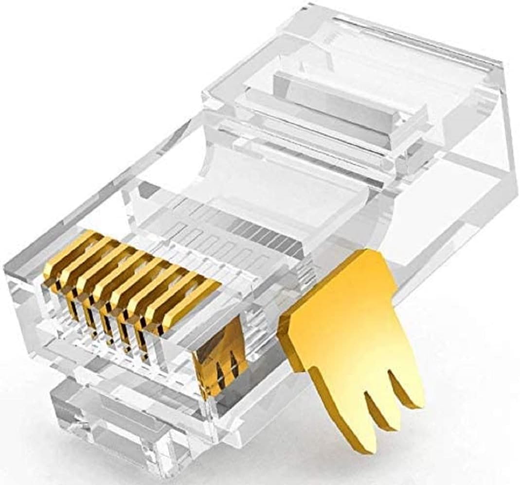 FEDUS 100 Pcs Cat6 RJ45 Ends, Cat6 Connector, 8P8C Cat5, Cat6, Cat5e RJ45 Connector, Ethernet Cable Crimp Connectors UTP Network Plug for Solid Wire and Standard Cable, LAN Crimp Module Plugs