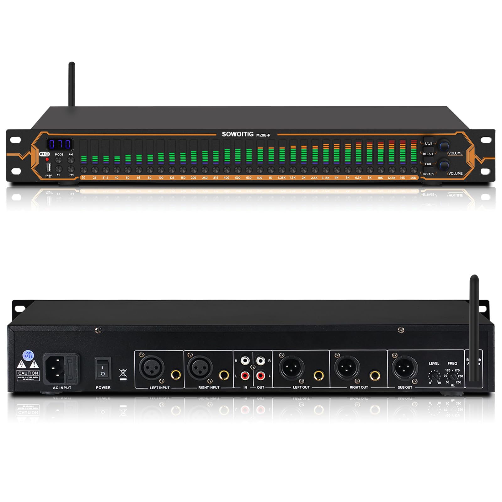 Equalizzatore stereo con EQ a 15 bande per sistema audio domestico, equalizzatore DJ Dual Channel