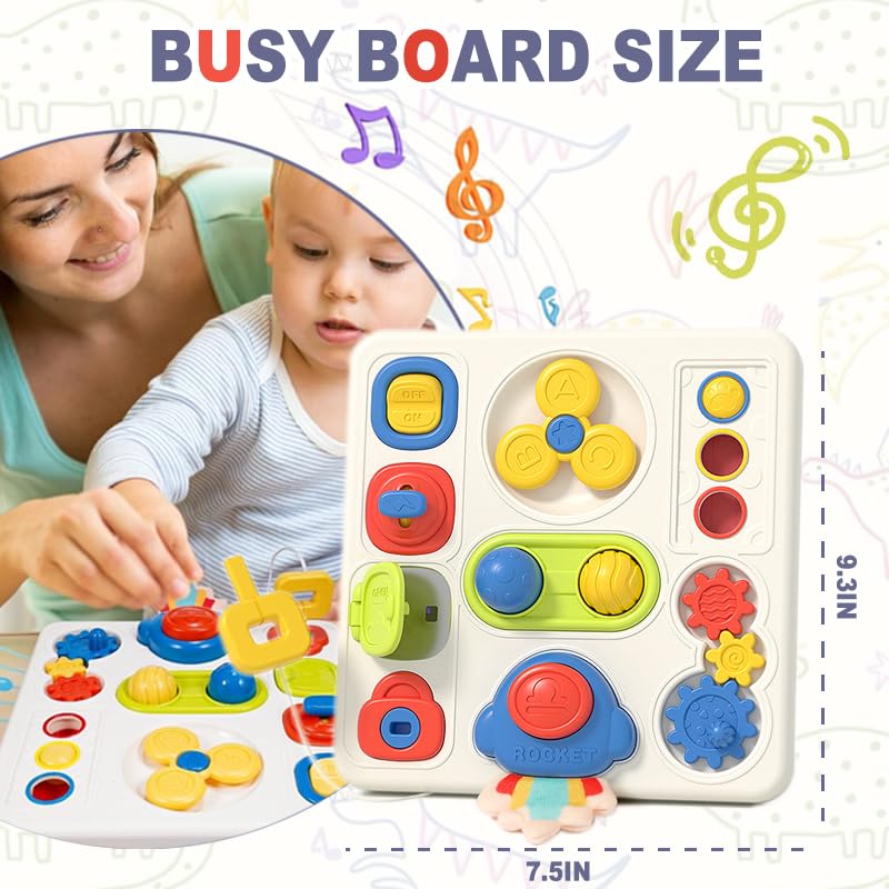 6-in-1 Montessori Activity Board - Motorikspielzeug Ab 1 Jahr Mit Sensorischen Elementen