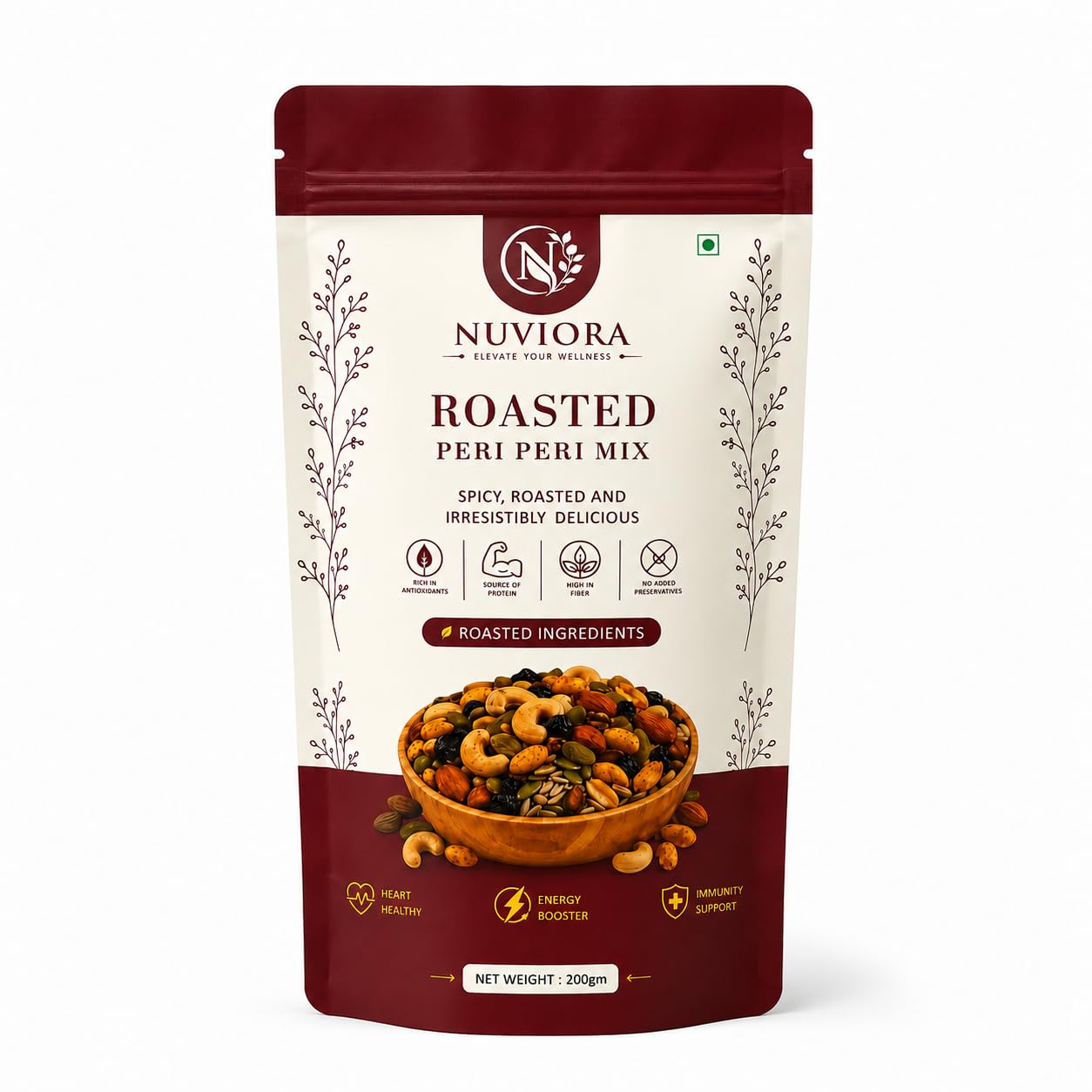 NUVIORA Roasted Peri Peri Trail Mix Spicy Nuts & Seeds Snack 200g | Roasted Nuts & Seeds | High Protein | High Fiber | Ready to Eat | Spicy Peri Peri Flavor | 200g-image-45