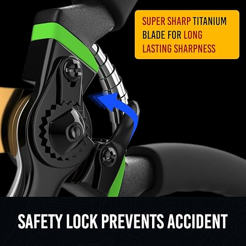 Miniatura 5 de GrowIt - Tijeras de podar de titanio profesionales de 8.5 pulgadas (T13) - Tijeras de jardín súper afiladas de alta calidad, tijeras de podar para