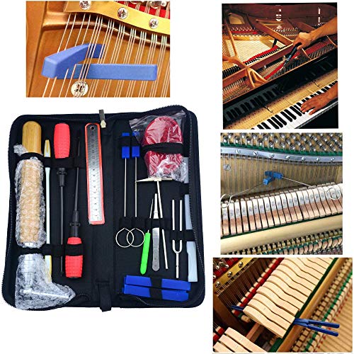 Aokbean 18Pcs Piano Tuning Tool Kits With Professional Tuning Wrench Tuning Hammer Mute Lever Felt Mutes Fork For Piano Care Products Case Set #TOP4