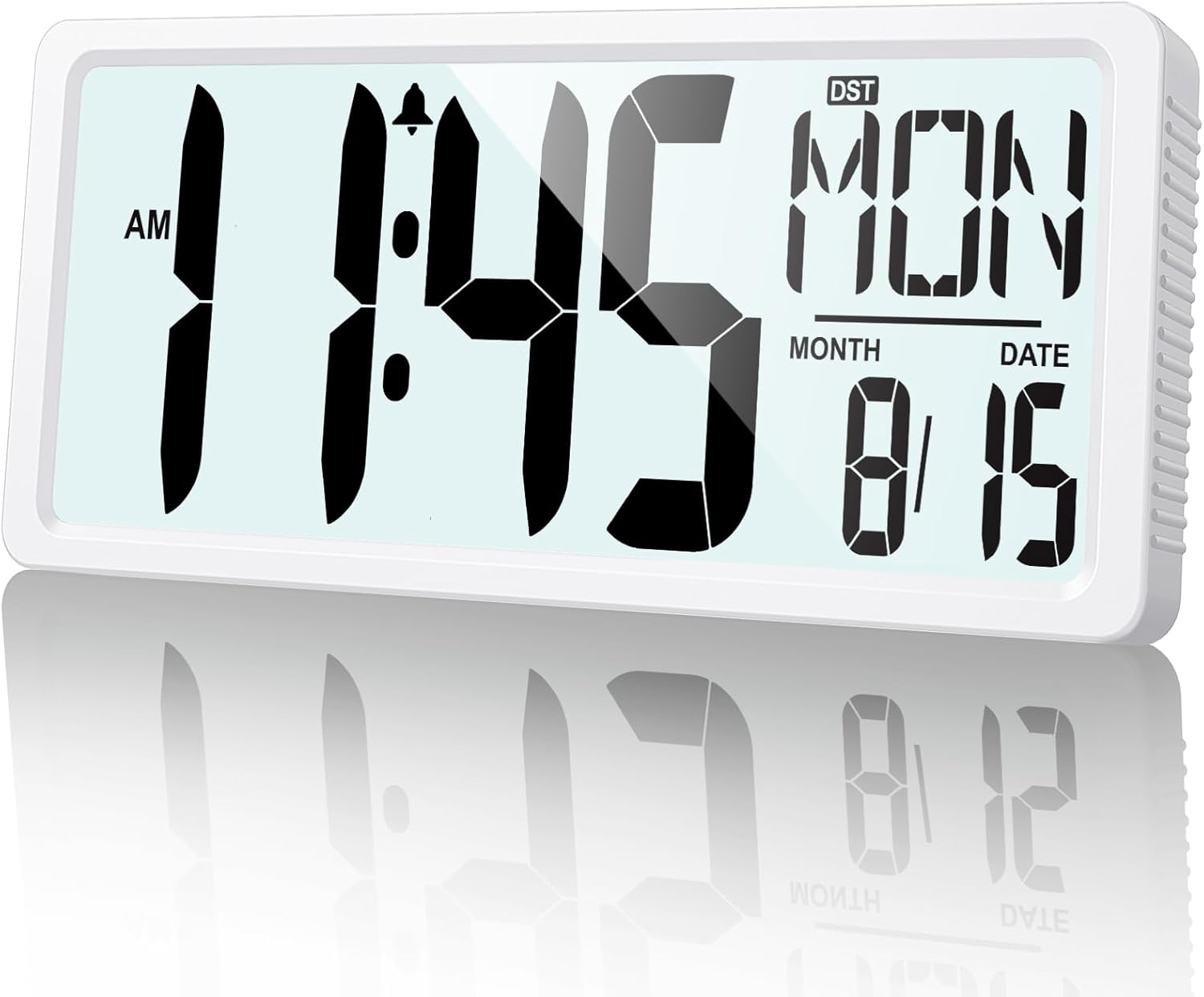 XREXS Large Digital Wall Clock Battery Operated with Backlight, 15" LED Large Display Timer with Temperature Date Week Auto DST Adjustable Brightness, Alarm Clock for Classroom, Livingroom, Office