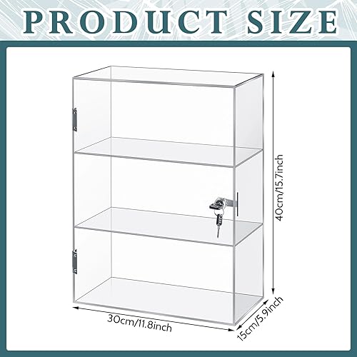 Vista 31 de Barydat Vitrina de acrílico con llave de bloqueo, vitrina transparente, vitrina, caja de almacenamiento segura multifuncional para tienda minorista