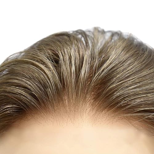 Miniatura 9 de Tupé para hombres, sistema de reemplazo de piezas de cabello humano real, cabello humano completo, suave, encaje frontal suizo para hombres, pieza