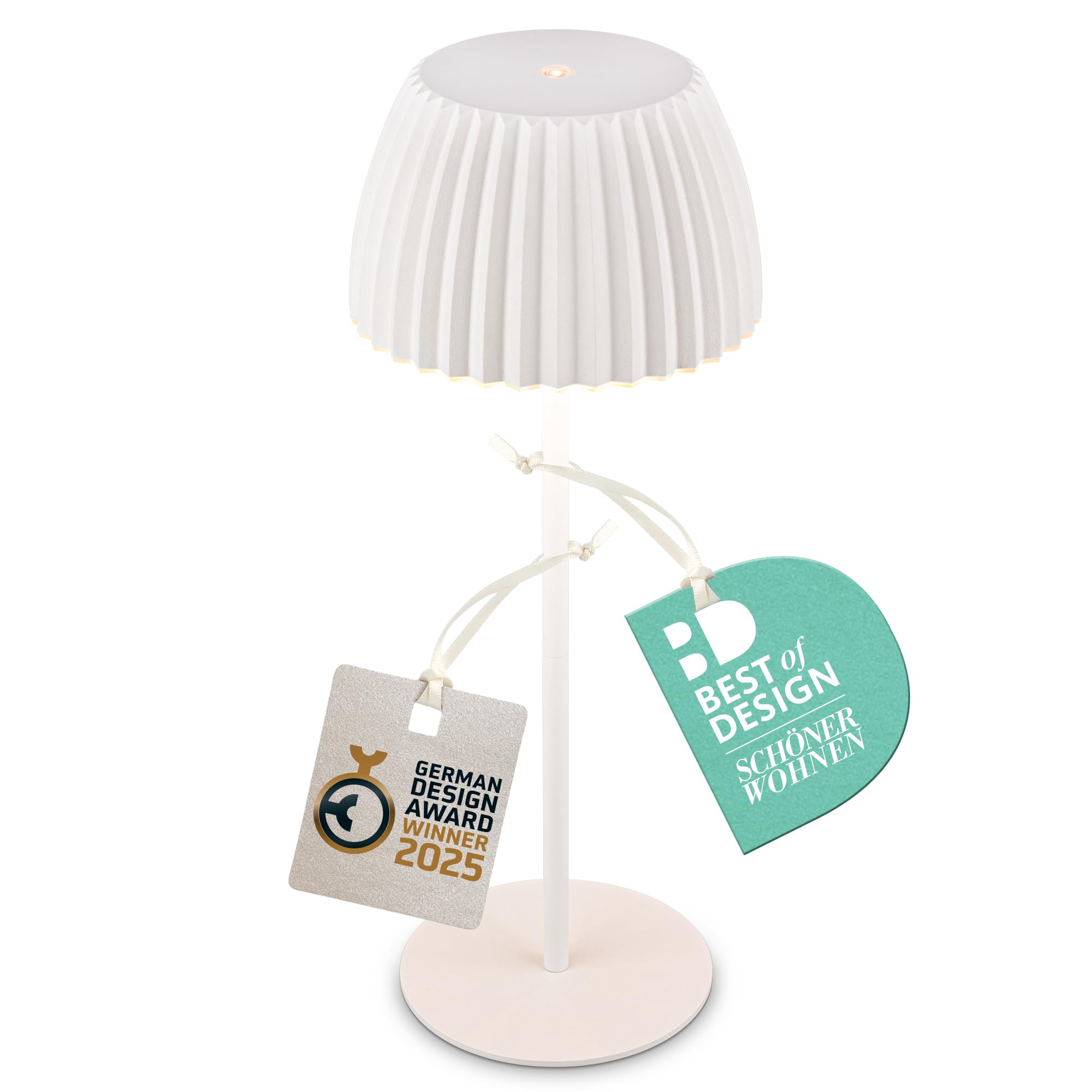 BRILONER - Lampara de Mesa sin Cable LED IP44 con Borde Luminoso, 14,5x36,5 cm, Regulador Táctil, Lampara Mesita Noche sin Cable, Lampara Escritorio, Ganadora del German design Award 2025, Blanco