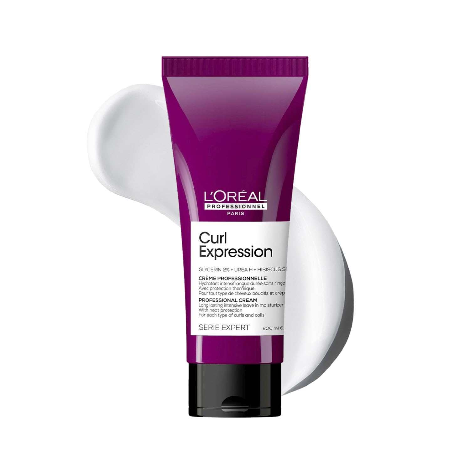 L'Oréal Professionnel Curl Expression Long Lasting Intensive Moisturizing curl cream 200 ml| Intensely moisturizes the dehydrated curls for silky-smooth Hair | With Glycerin, Urea H & Hibiscus seed.