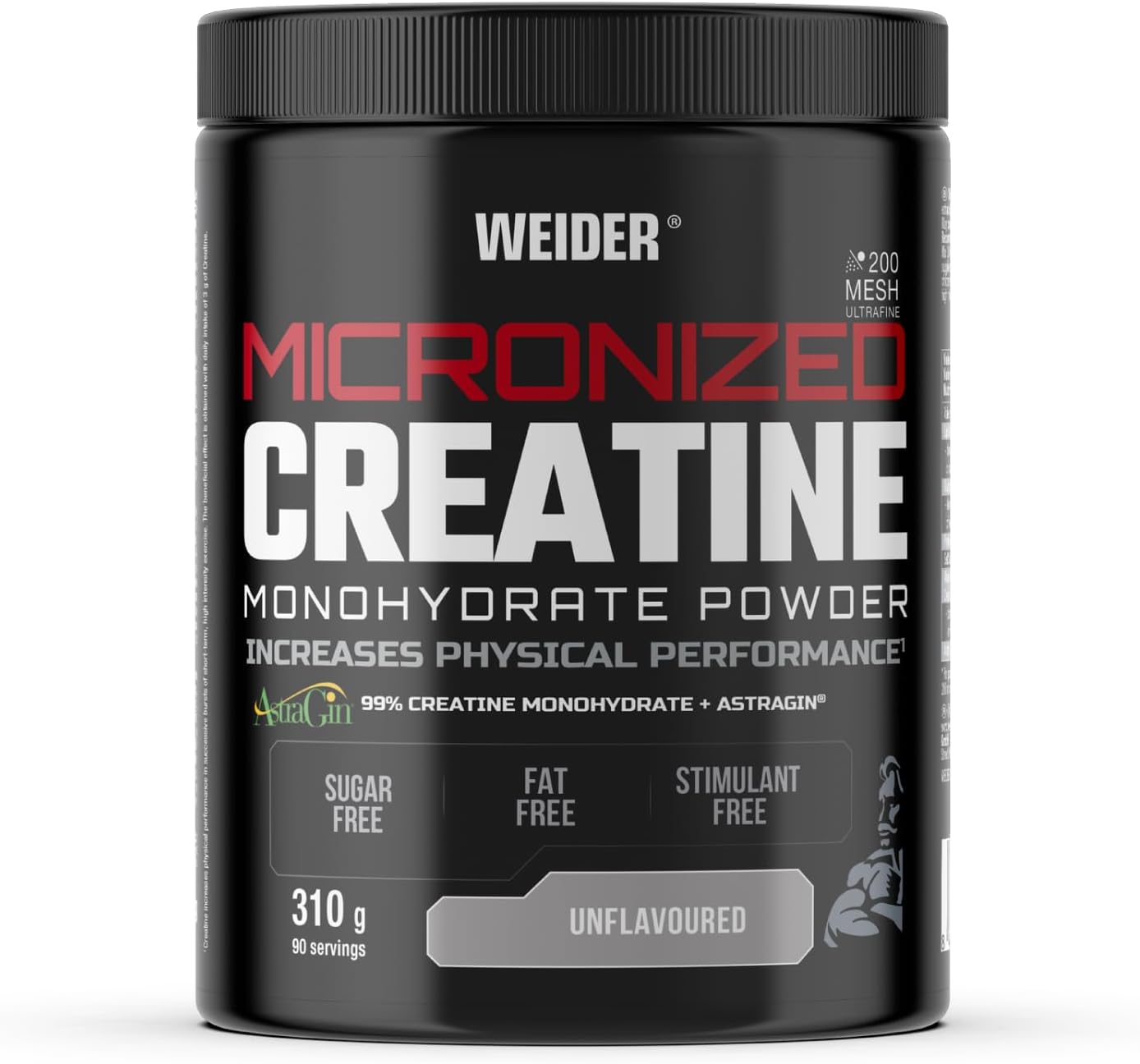 – Micronized Creatine Monohydrate Powder (310g) UnFlavoured. 99% Creatine Monohydrate 200 Mesh Ultrafine with AstraGin, No Sugar, No Fat, Vegan, Increases Physical Performance (90 Servings)