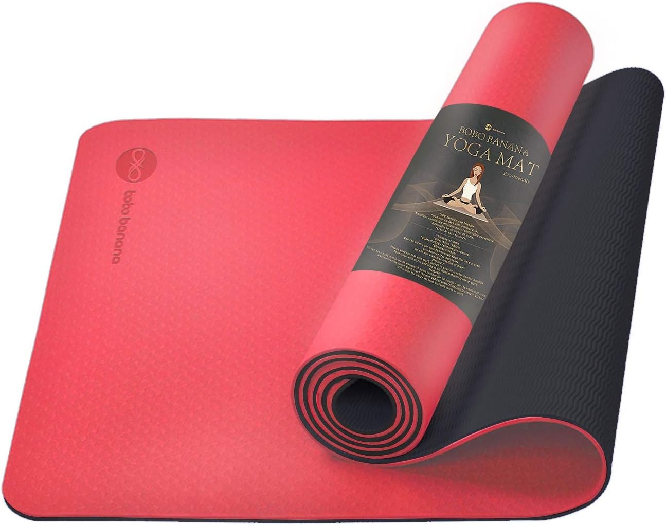 bobo banana Yoga Mat, TPE Non-Slip Fitness Mat Dual Color Exercise Mat for Yoga Gymnastics, Pilates & Floor Exercises