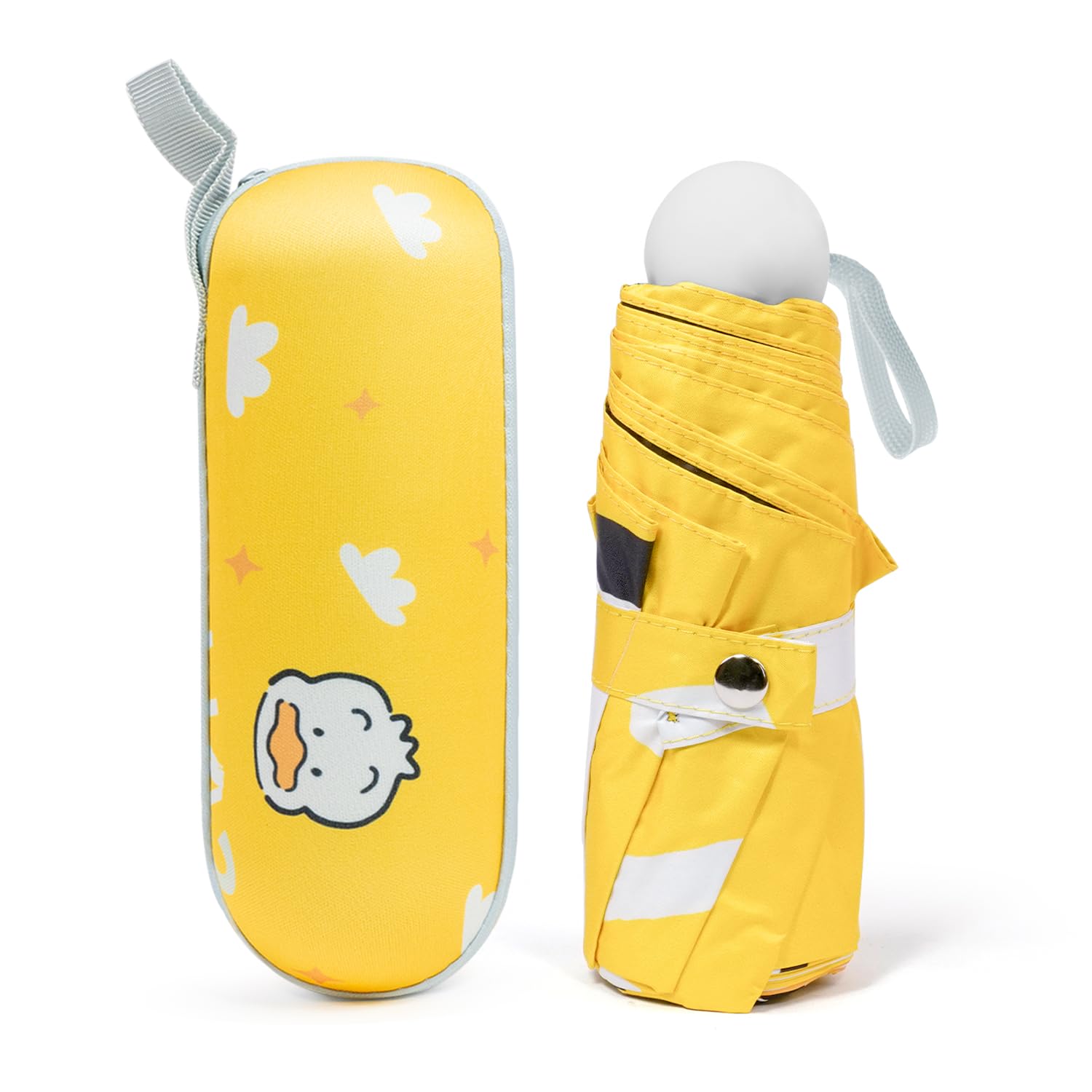 StarAndDaisy Foldable Mini Cute and Small Capsule Design Umbrella with Capsule Case, Mini windproof 3 folding UV for travel, Nylon Capsule Shape Umbrella For Boys & Girls (Yellow)