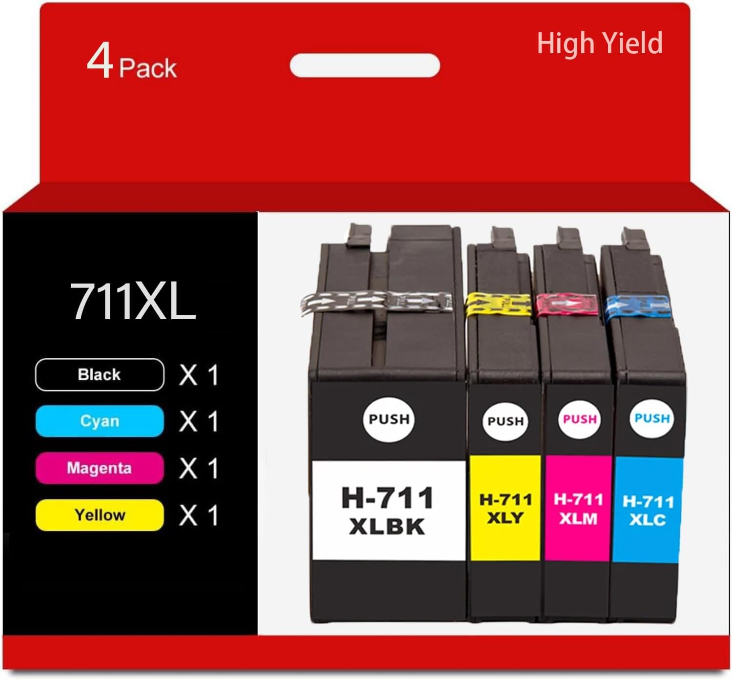 711XL Ink Cartridges Compatible for HP 711 Ink Cartridges Combo Pack for HP DesignJet T530 T525 T520 T130 T125 T120 T100 Printer Ink