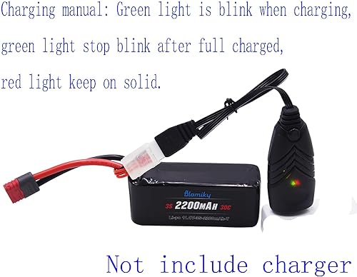 Miniatura 4 de Blomiky Paquete de 2 baterías recargables de 11.1V 3S 2200mAh 30C Shorty Li-PO con convertidor XT60 adecuado para MJX HP141 14209 14210 14301 14211