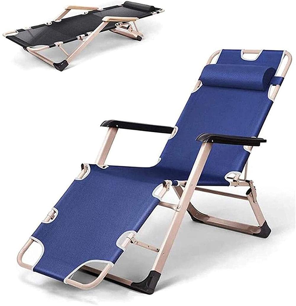 sdneNest Tumbona ligera plegable para jardín, reclinable, para exteriores, jardín, patio, playa, cama, viajes, vacaciones, camping, reclinable, color rojo y azul