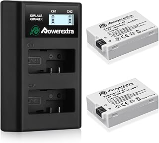 Powerextra LP-E8 2 Pack Compatible with Canon LP E8 Battery and Smart LCD Display Dual USB Charger for Rebel T3i T2i T4i T5i 600D 550D 650D 700D Kiss X5 X4 Kiss X6 Digital Camera