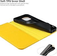 Vista 125 de iCoverCase Funda tipo cartera compatible con iPhone 13 Pro Max con ranuras para tarjetas, funda magnética de piel auténtica con bloqueo RFID, Naranja