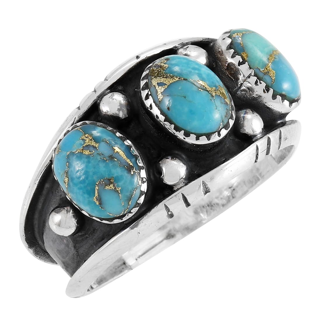 Turquoise Ring Sterling Silver 925 for Men & Women Genuine Gemstones Size 6 to 14