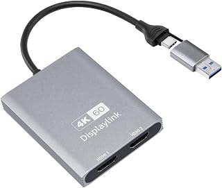 USB C auf HDMI Dual Monitor Adapter, DisplayLink Adapter Kompatibel mit M1/M2/M3 MacBook, Windows, Android (USB-C auf HDMI Dual Monitor)